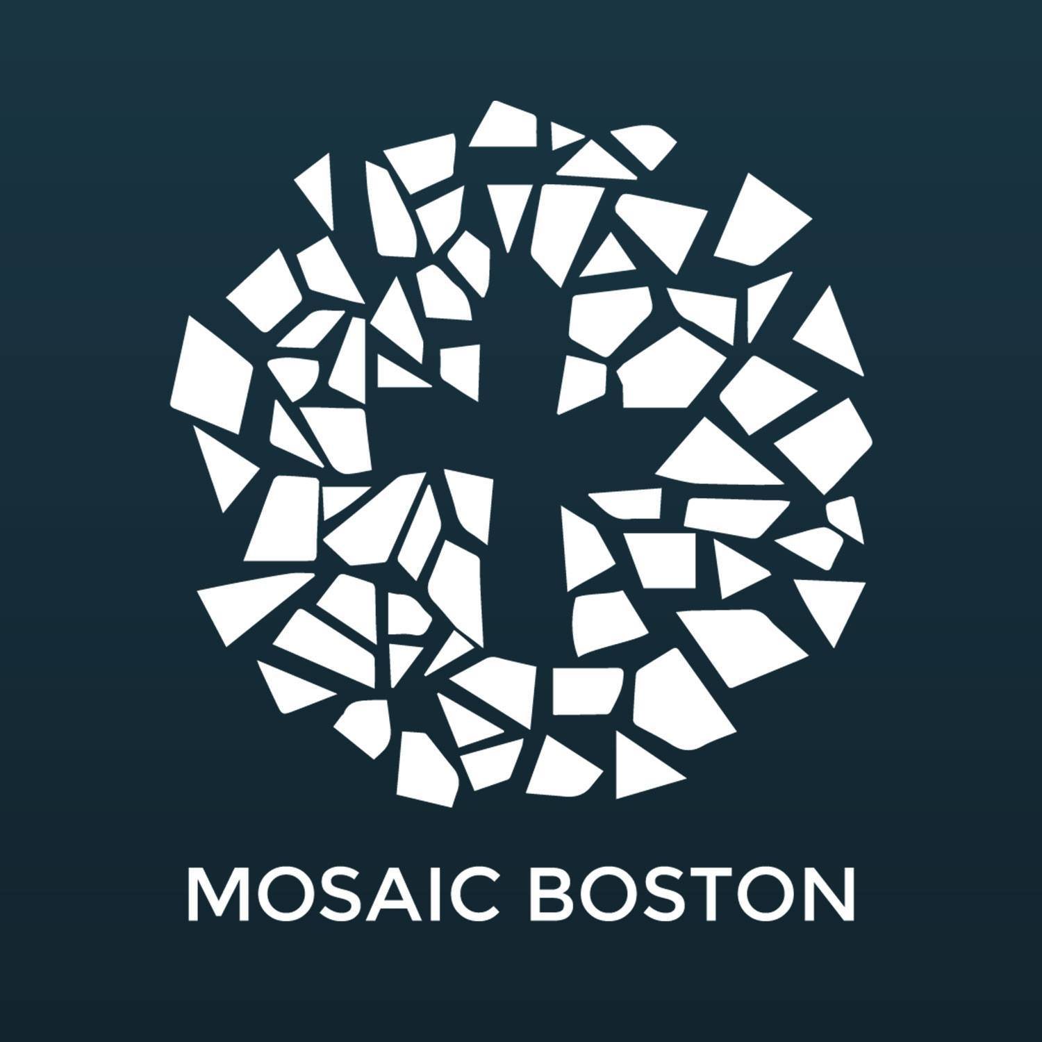 Logo for Mosaic Boston featuring a stylized mosaic tree design with the text 'Mosaic Boston' underneath.