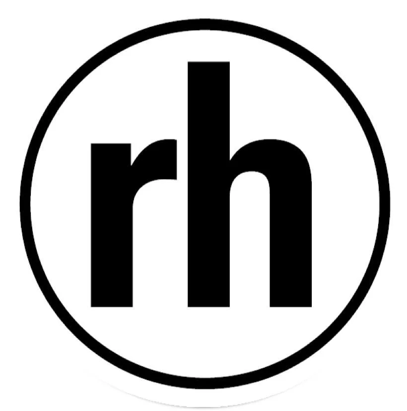 Logo with lowercase letters 'r' and 'h' inside a circle.