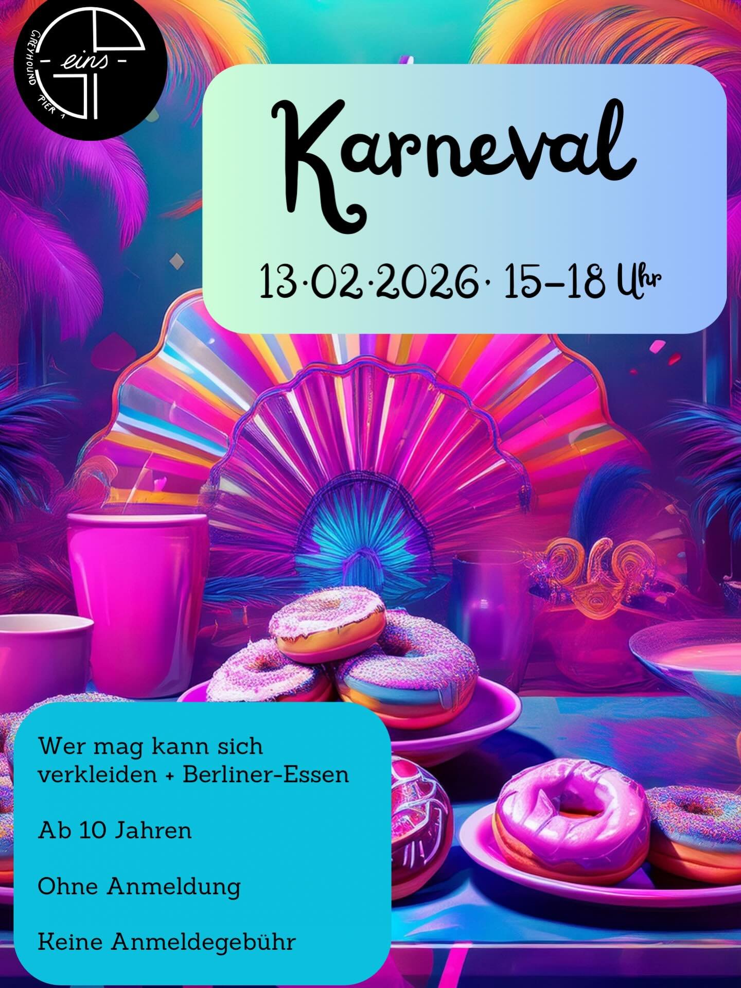 Karneval im Greyhound 🥳👻

Komm vorbei - gerne verkleidet - esst Berliner mit uns und habt eine gute Zeit 🎉🪩

#karneval #neusswasgeht #greyhoundpier1