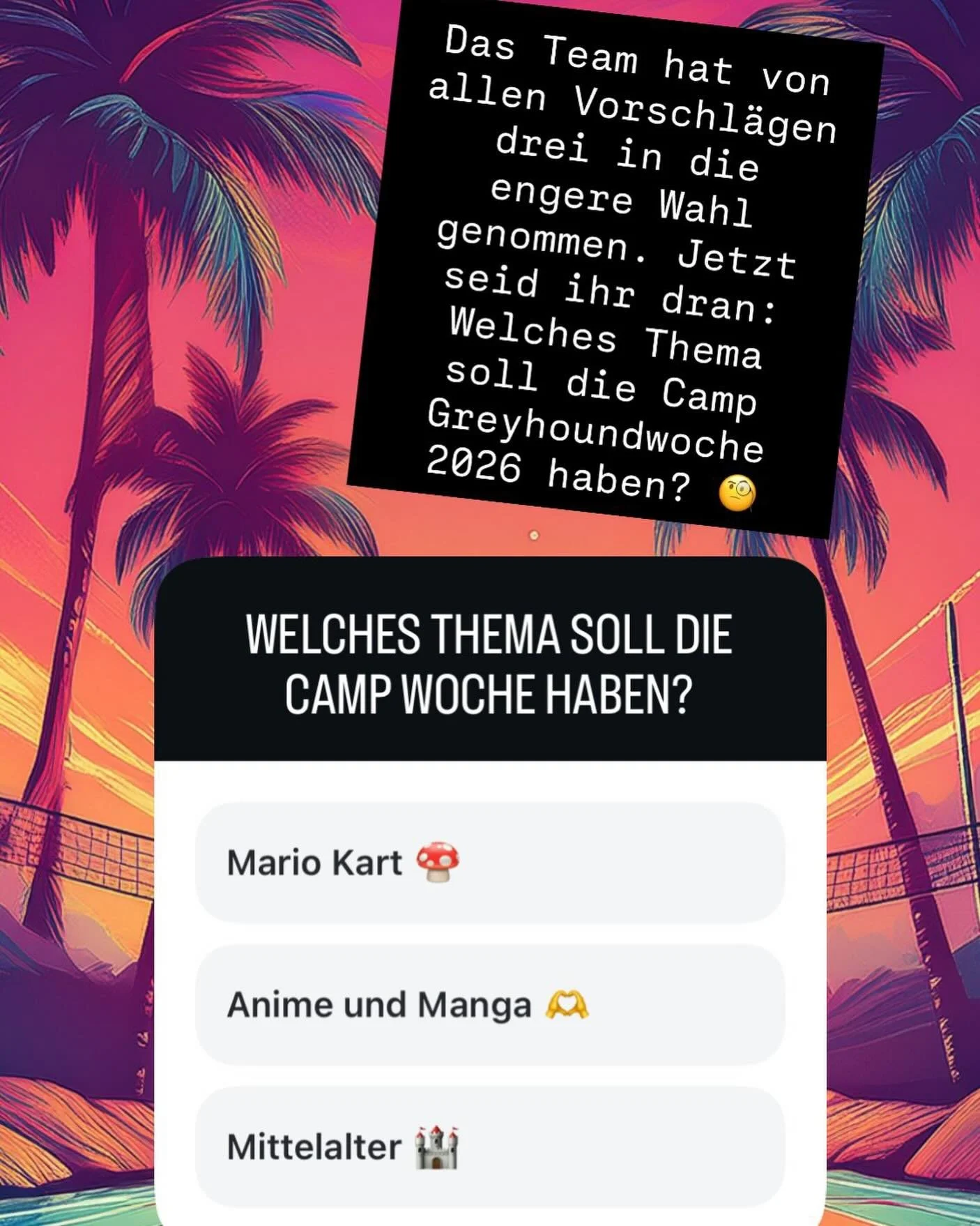 Noch bis morgen 14 Uhr k&ouml;nnt ihr &uuml;ber unsere Story hier bei Instagram oder &uuml;ber unseren WhatsApp-Channel abstimmen ✌️
