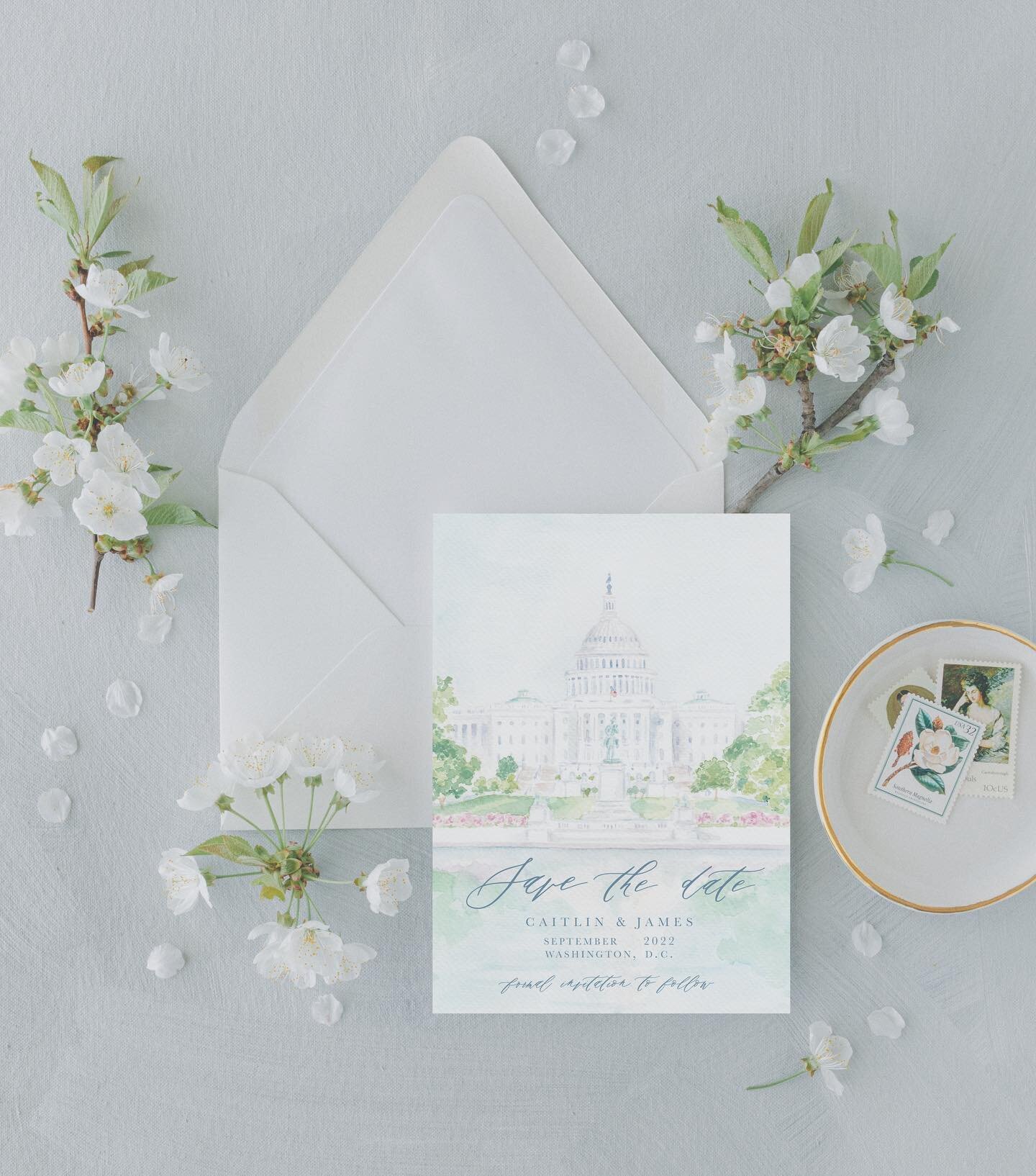 Spring has sprung! The historical Capital Building is hand painted with watercolor for these pretty little save the dates!
.
.
.
.
.
#custominvitations #bespokestationery #weddinginvitations #dcwedding #engaged #weddingstationery #dcbride #weddinginv