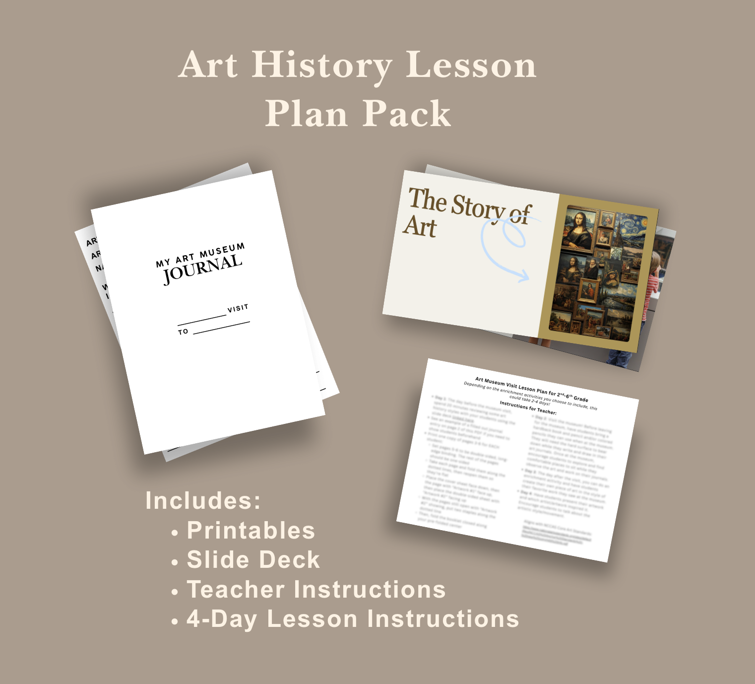 Art Museum Visit Lesson Plan for 2nd-6th Grade NCCAS Core Art Standards Aligned Digital Download