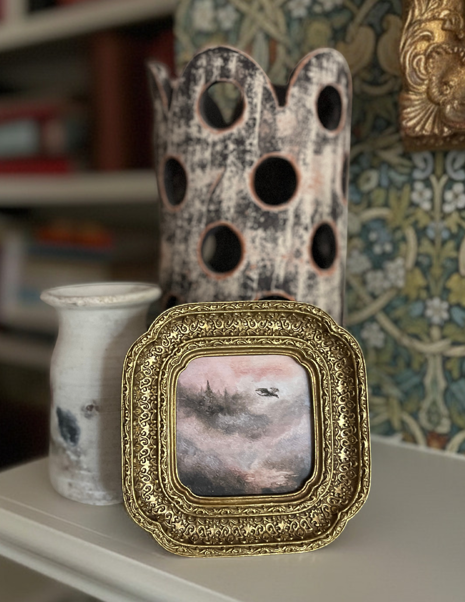 Dragon Flying Over Misty Ancient City Framed Print