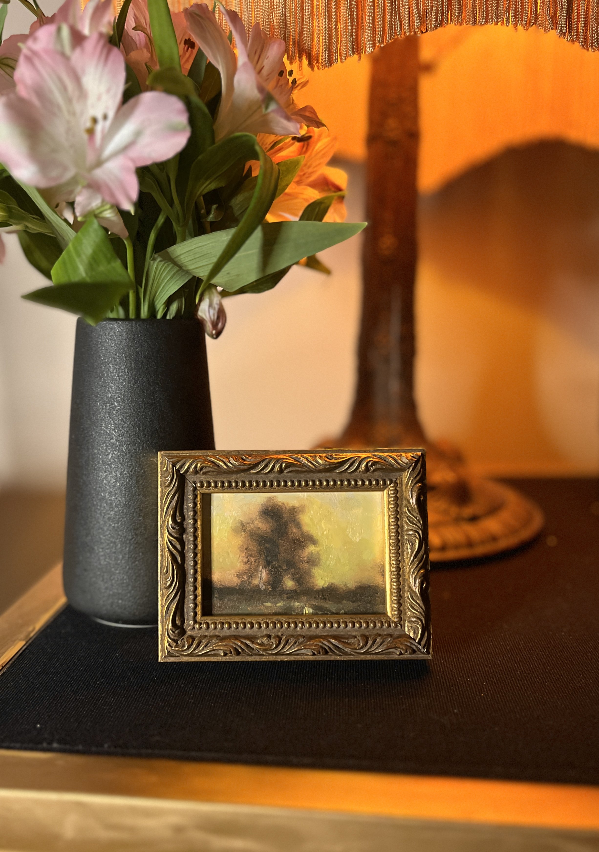 Misty Yellow Sunrise Original Oil Painting