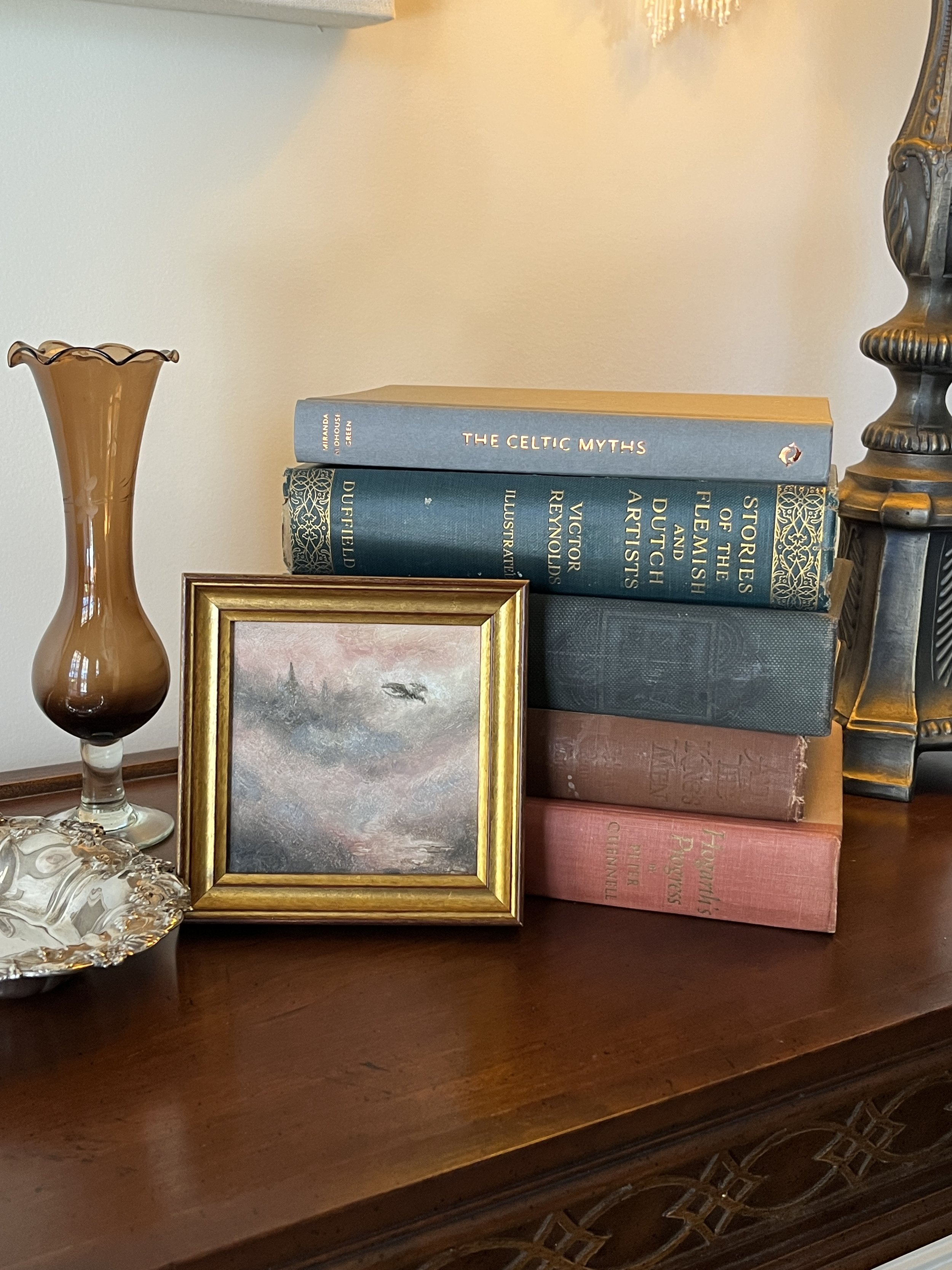 Dragon Flying Over Misty Ancient City Original Oil Painting