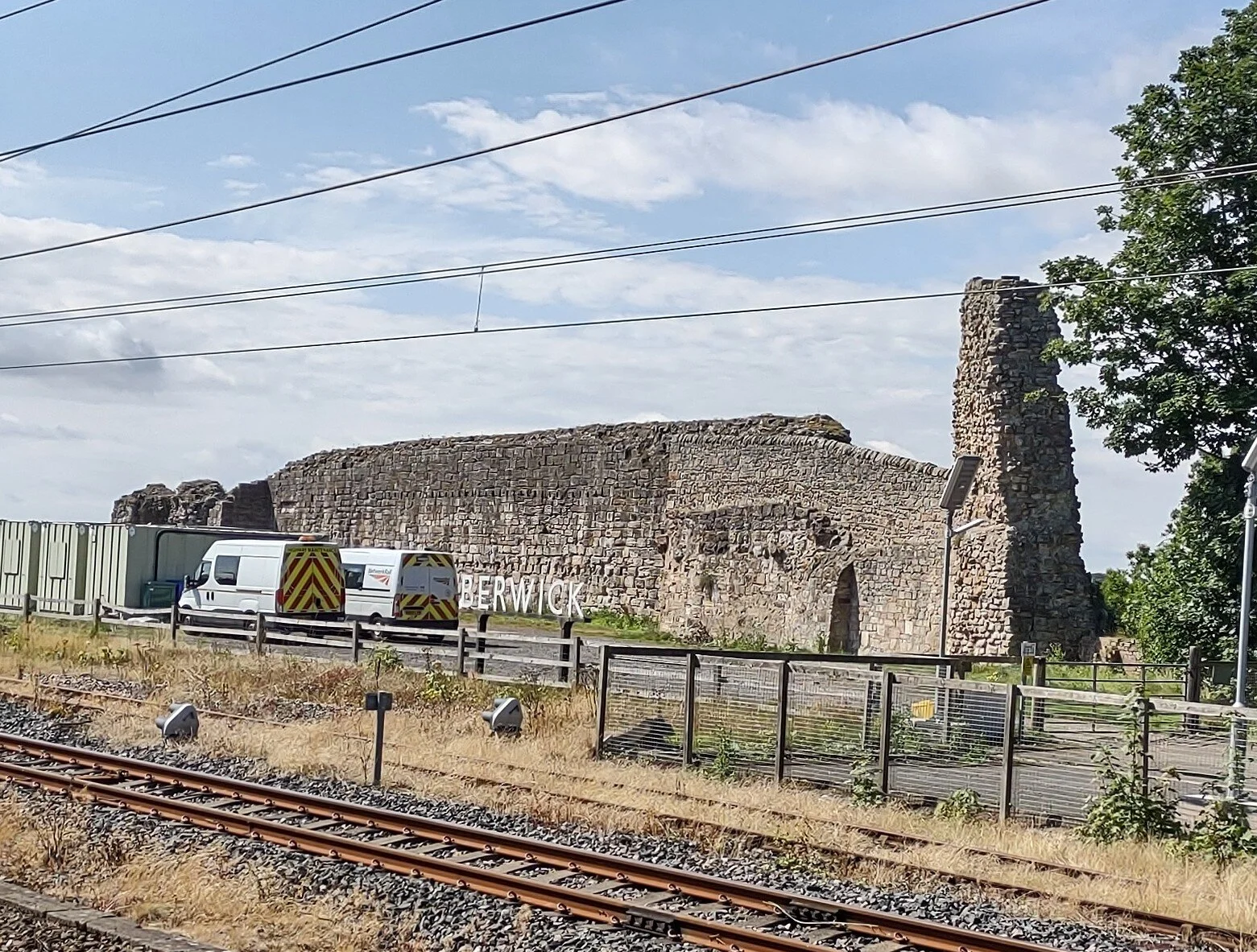 This is Berwick castle as seen from the train station platform. Castles are a regular feature of the landscape here.