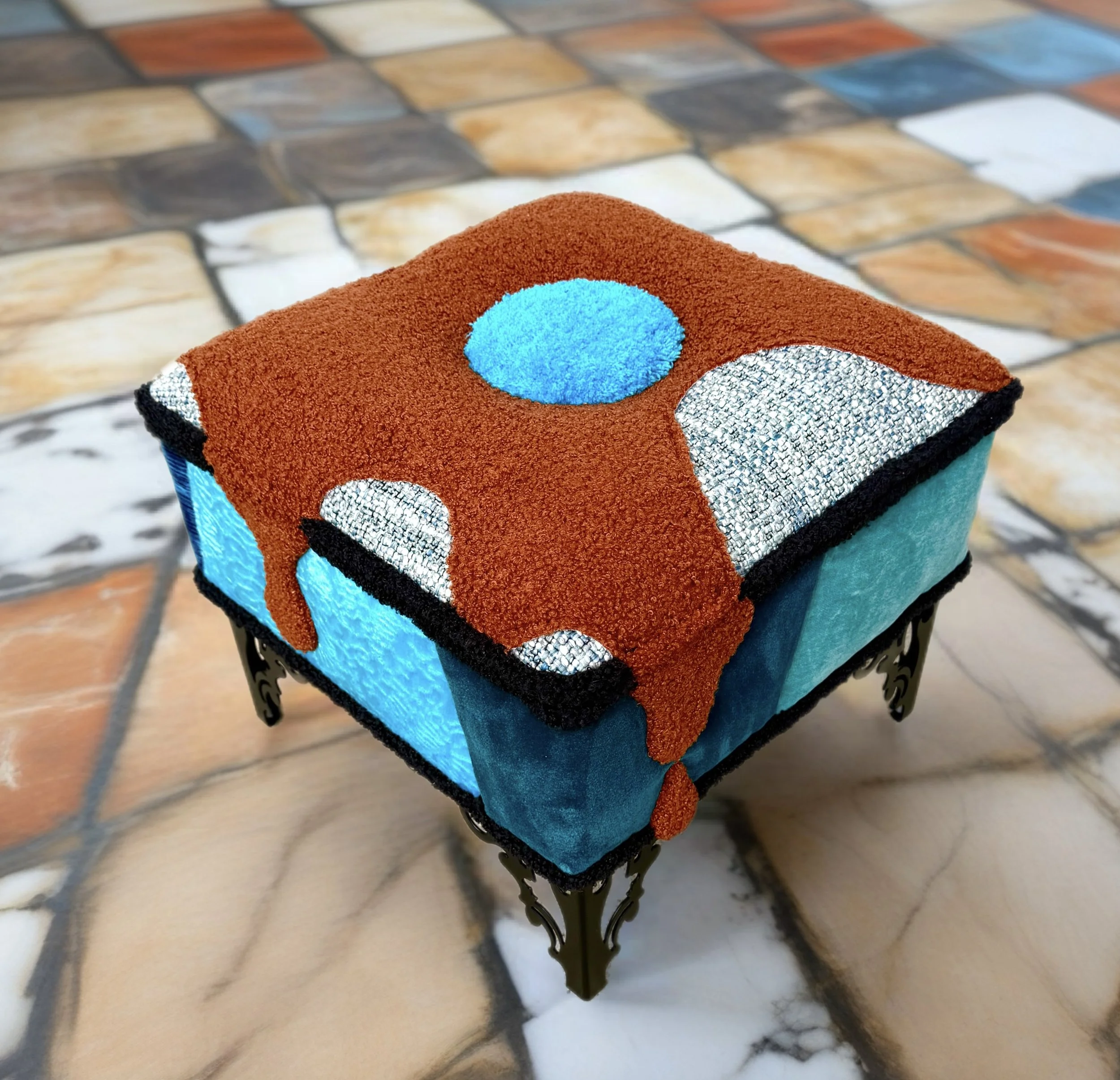 Rust Drip Footstool