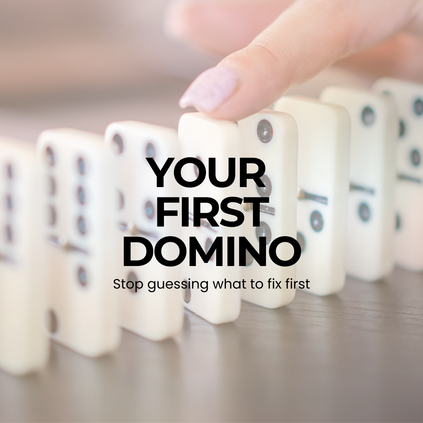 The cover of Your First Domino with a domino image in the background