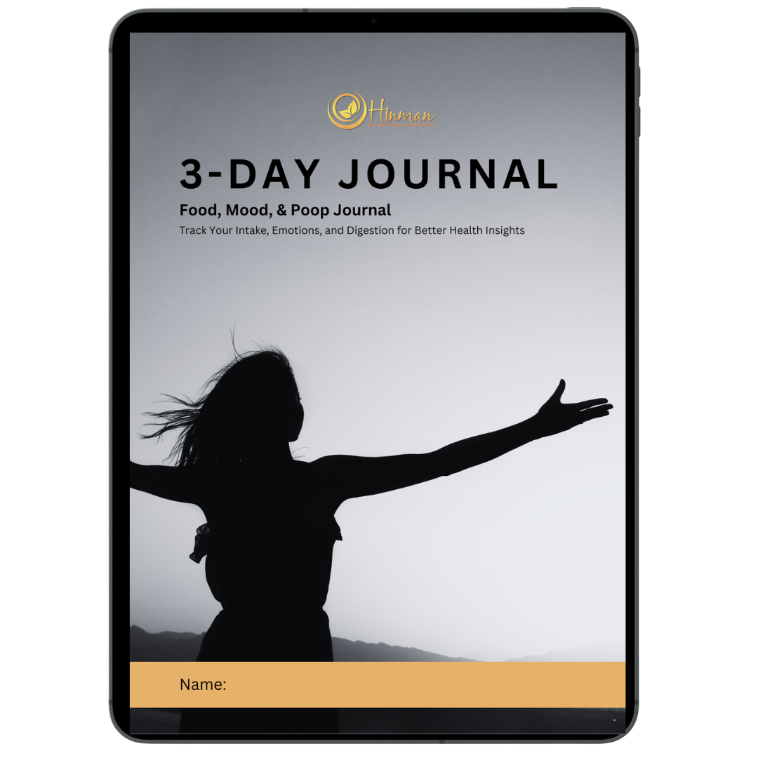 A tablet displaying the cover of the 3 Day Journal: Food Mood Poop