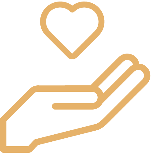 Graphic of a hand with a floating heart