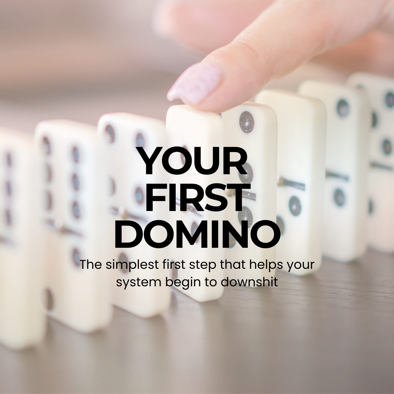 The cover of Your First Domino with a domino image in the background