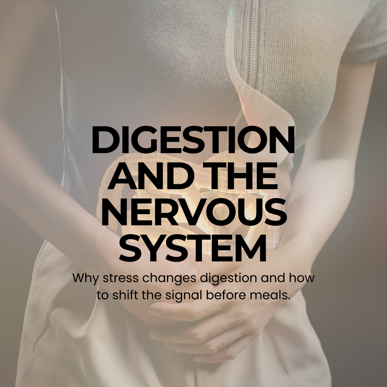 The cover of Digestion and the Nervous System featuring a woman in the background holding her stomach