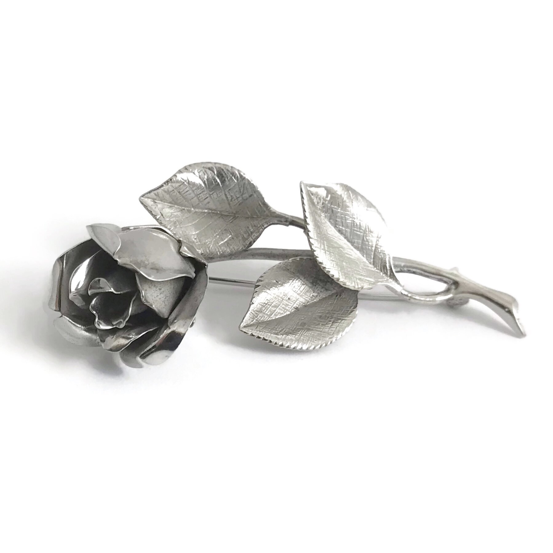 Antique Handmade Silver Flower Brooch