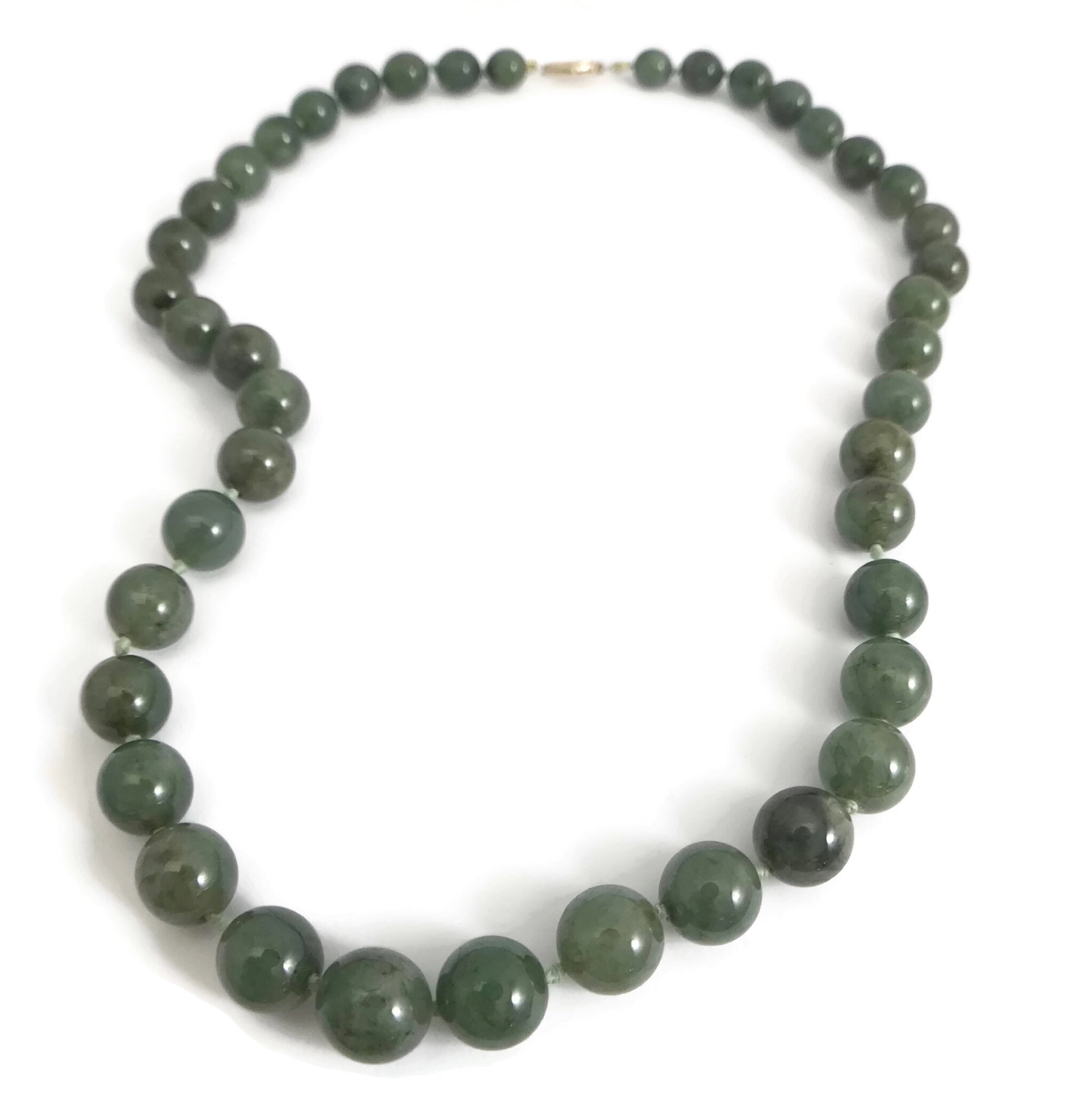 8mm Natural Round Dark Green Jade Gold Bead Necklace – My Passion for  Jewelry