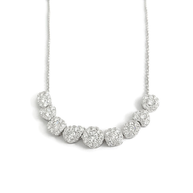 Three-Stone Diamond Necklace in 14k White Gold