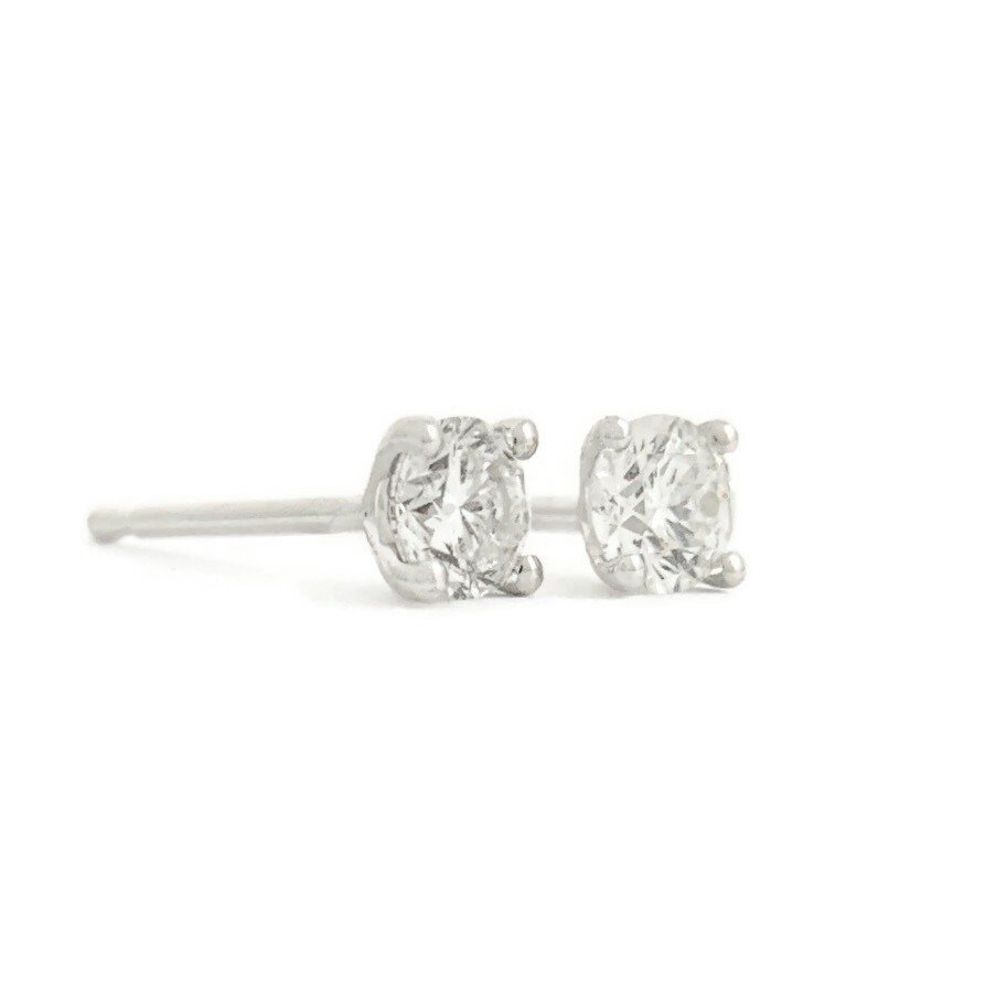 Diamond Stud Earrings, .30 Carat Total, H/I-SI2, 14K White Gold