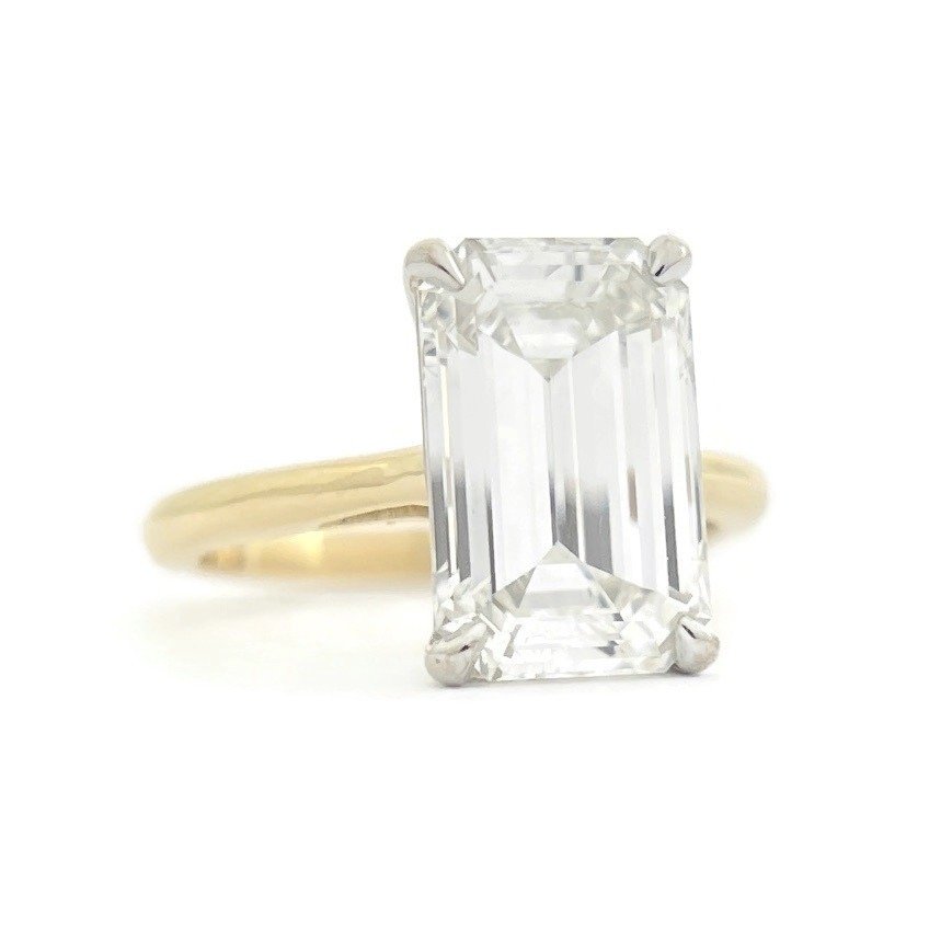 18K Yellow Gold Emerald Cut Diamond Solitaire Engagement Ring – Long's  Jewelers