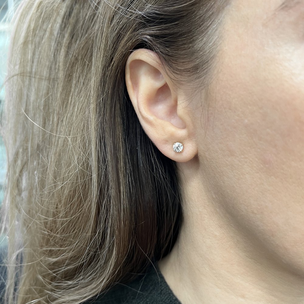 Diamond Stud Earrings, .70 Carat Total, H/I-SI2/I1, 14K White Gold