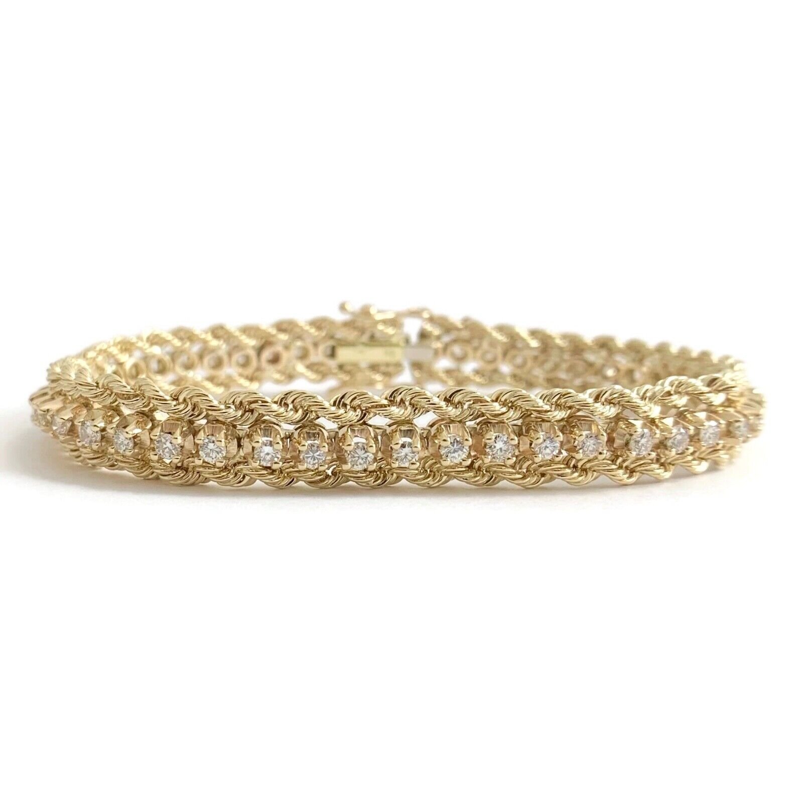 Real 10K Yellow Gold Diamond Cut Hollow Rope Bracelet / Anklet - Etsy