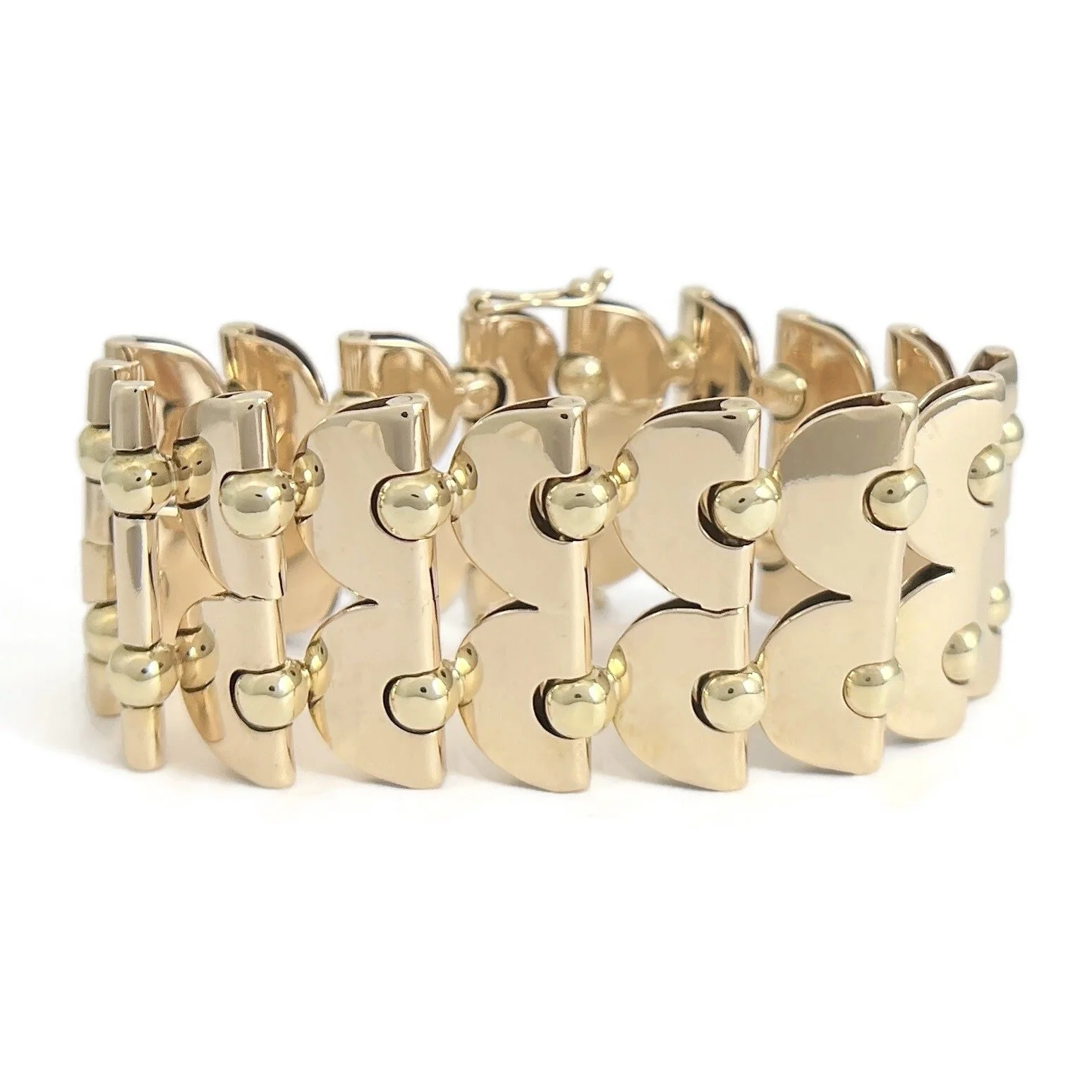 Wide Scalloped Gold Bracelet