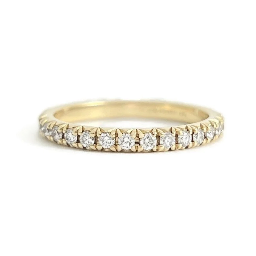 French Pave Diamond Wedding Band