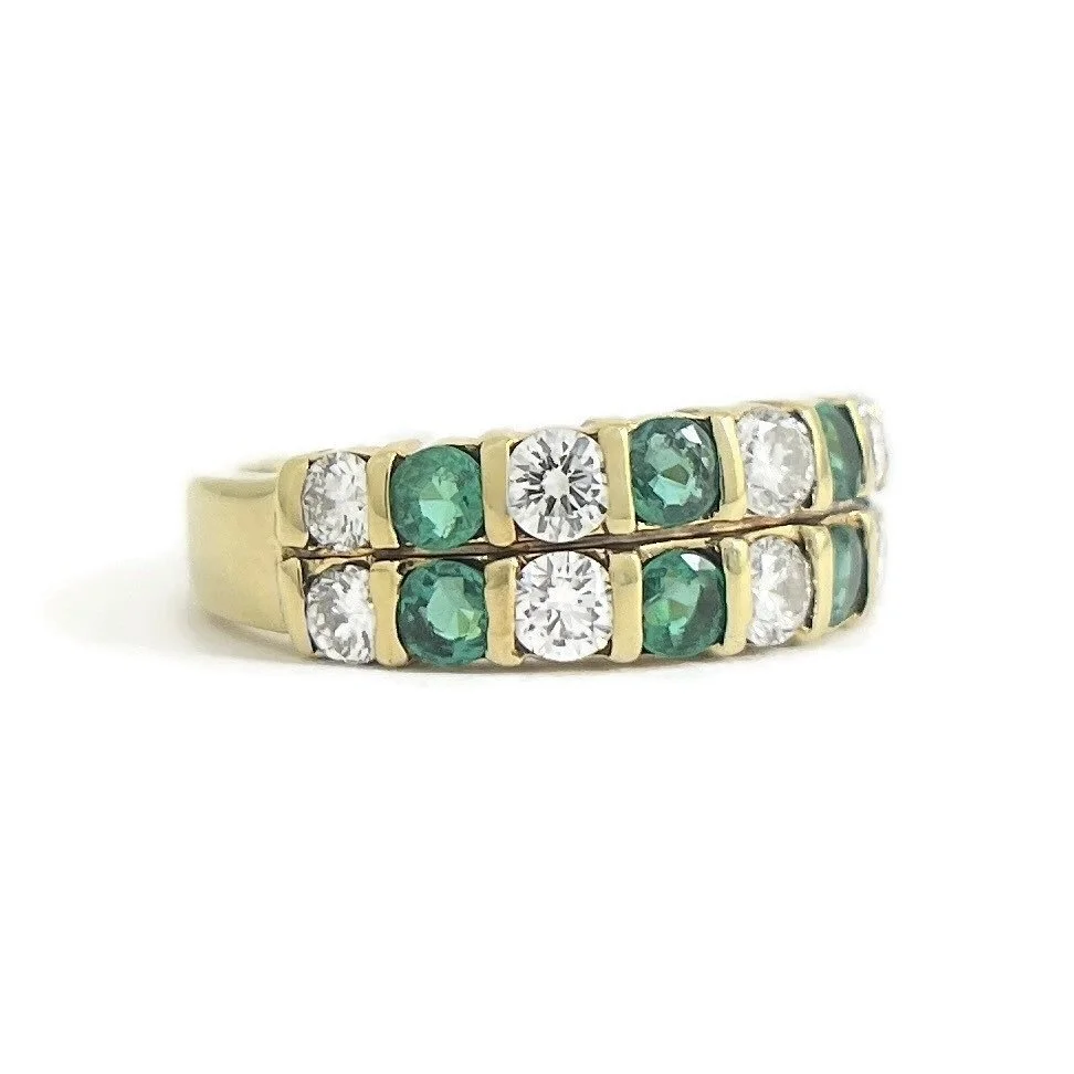 2-Row Emerald Diamond Ring
