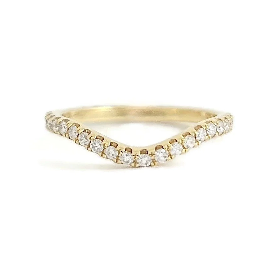 Curved Diamond Wedding Band