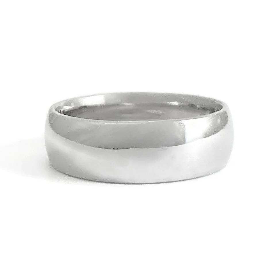 Wide White Gold Wedding Band