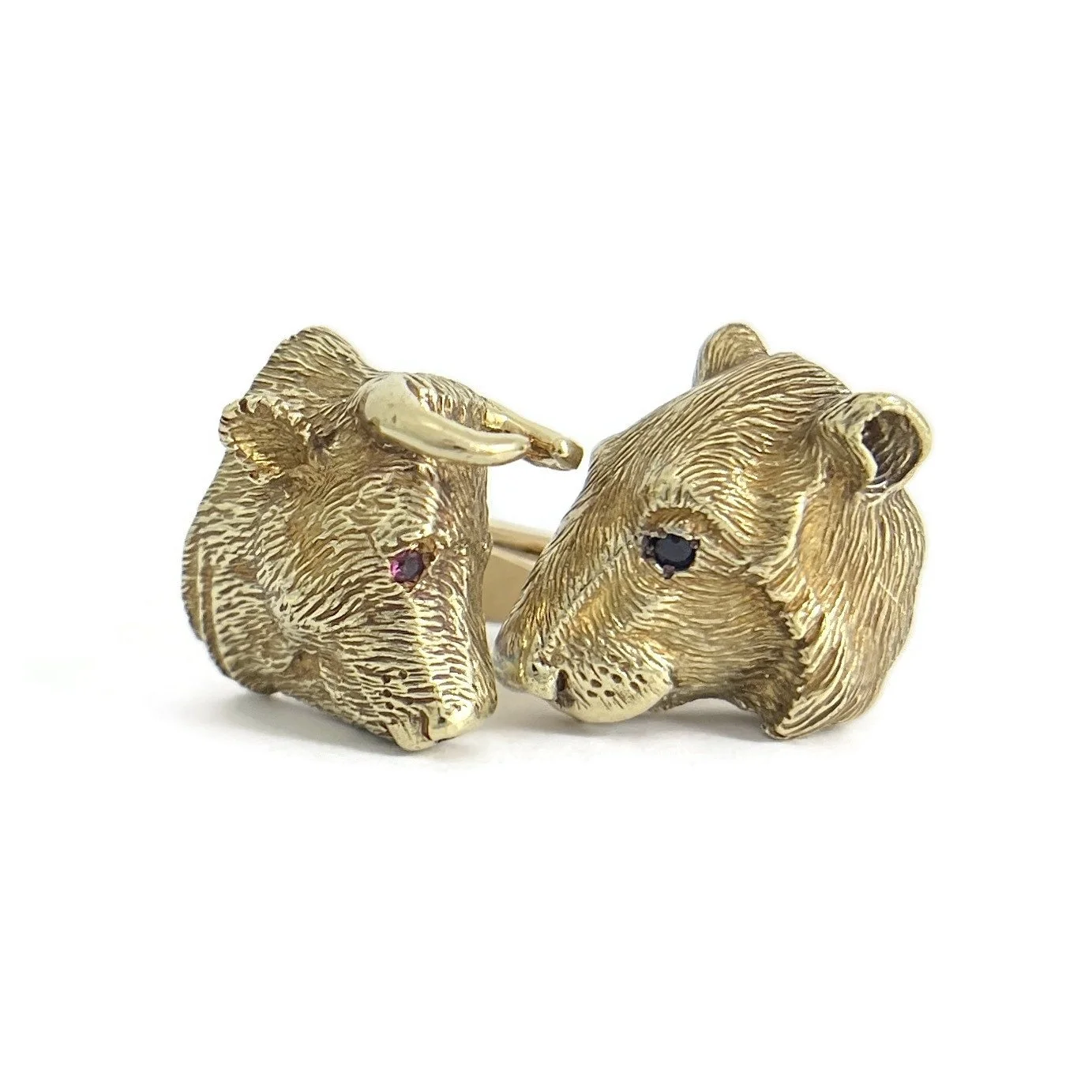 Vintage Bull Bear Gold Cufflinks