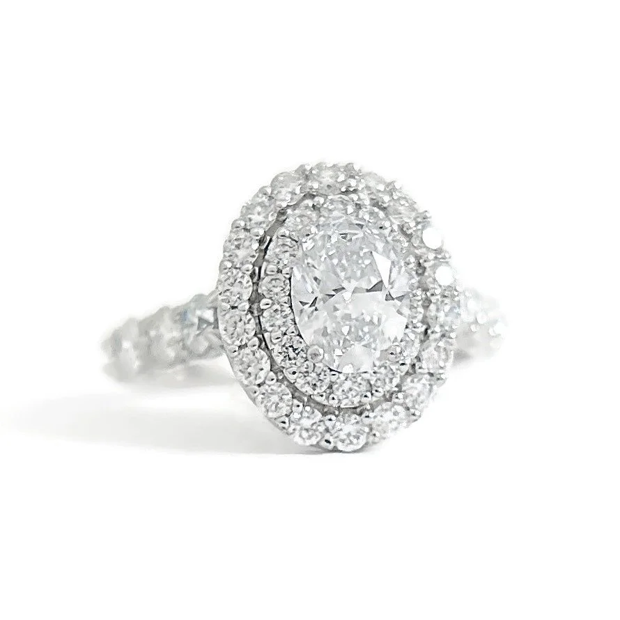 Lab Oval Diamond Double Halo Ring