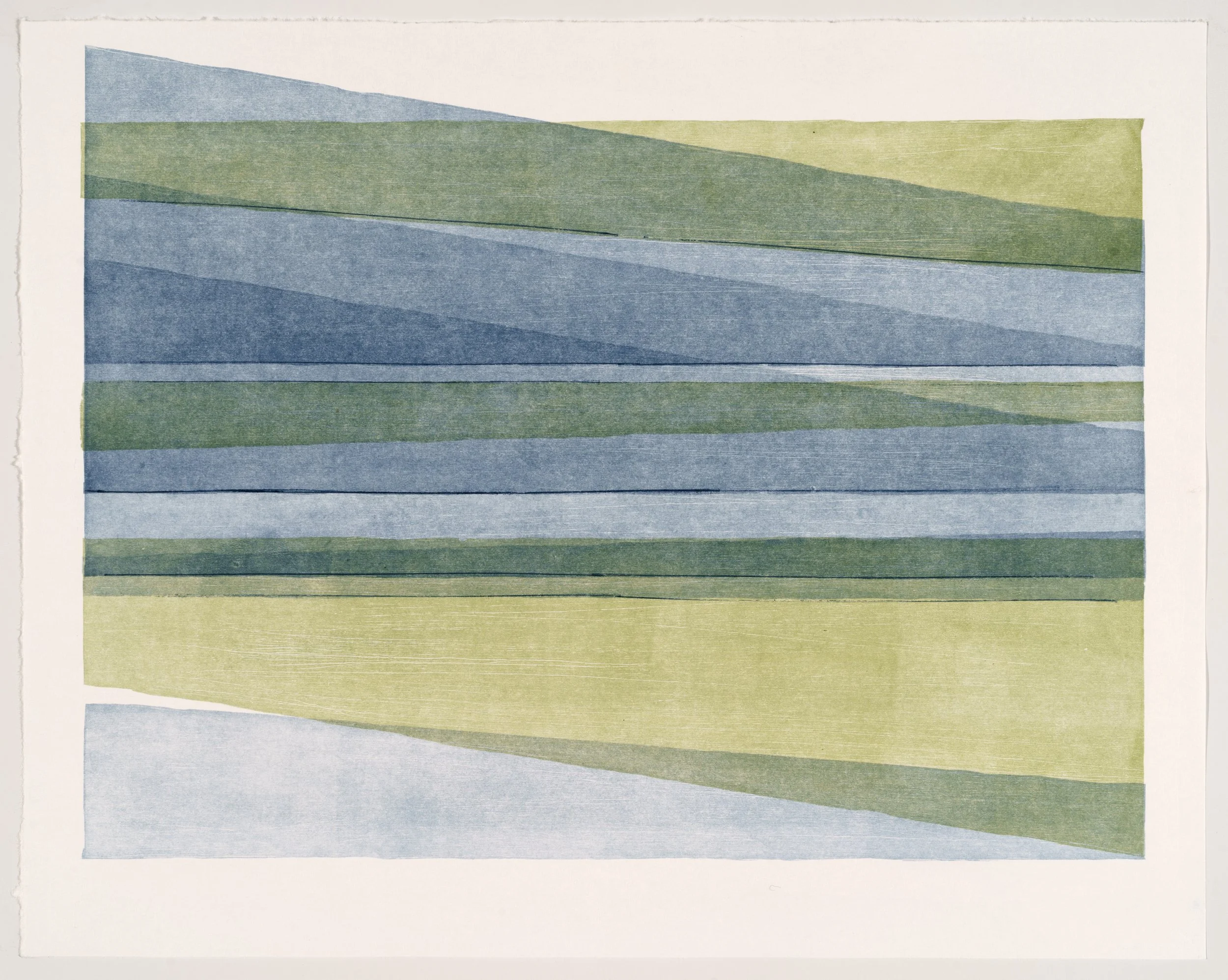   Triangle Shift #1 , 2025  ink on nishinouchi paper, woodcut mono print 19×15in 