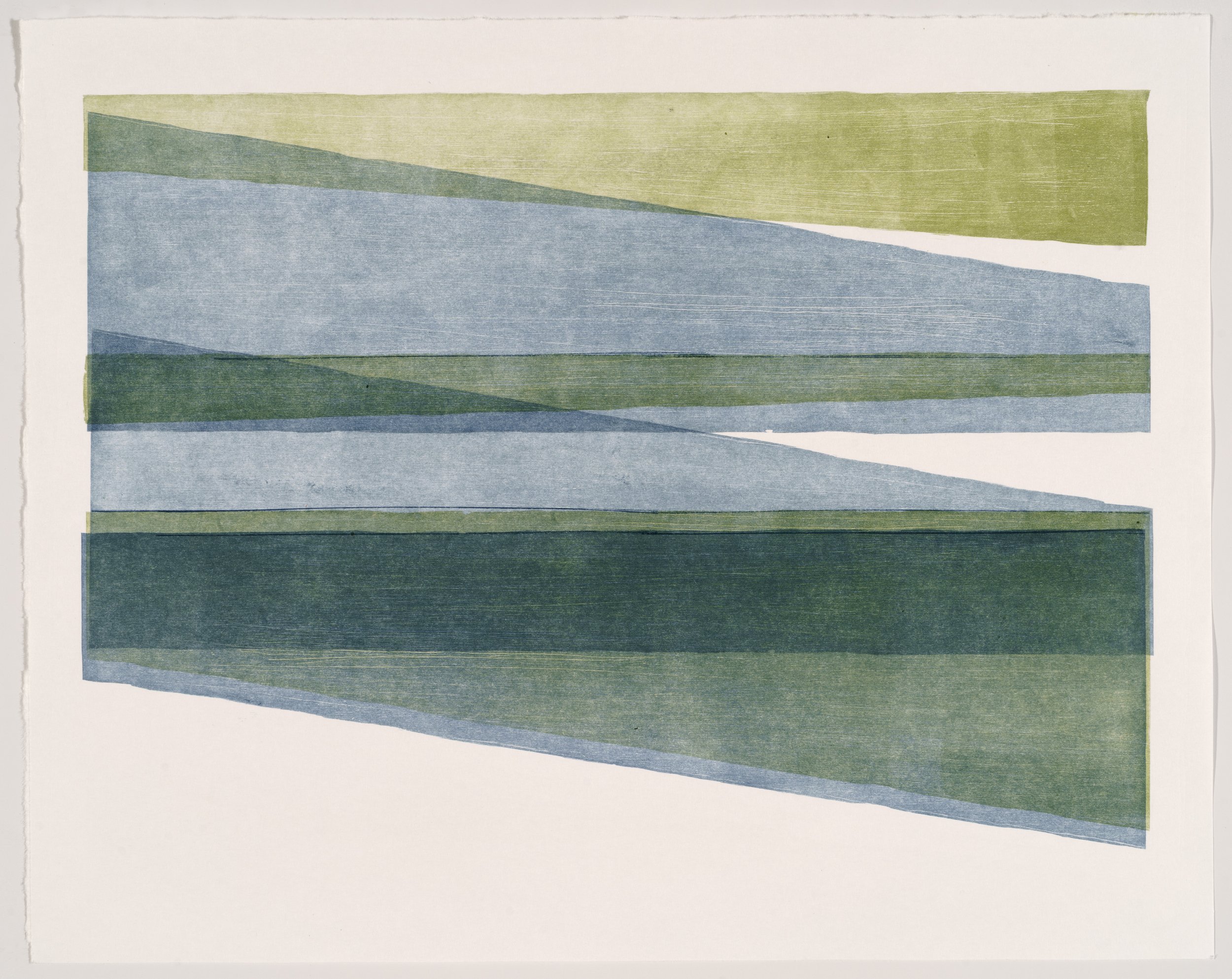   Triangle Shift #2 , 2025  ink on nishinouchi paper, woodcut mono print 19×15in 