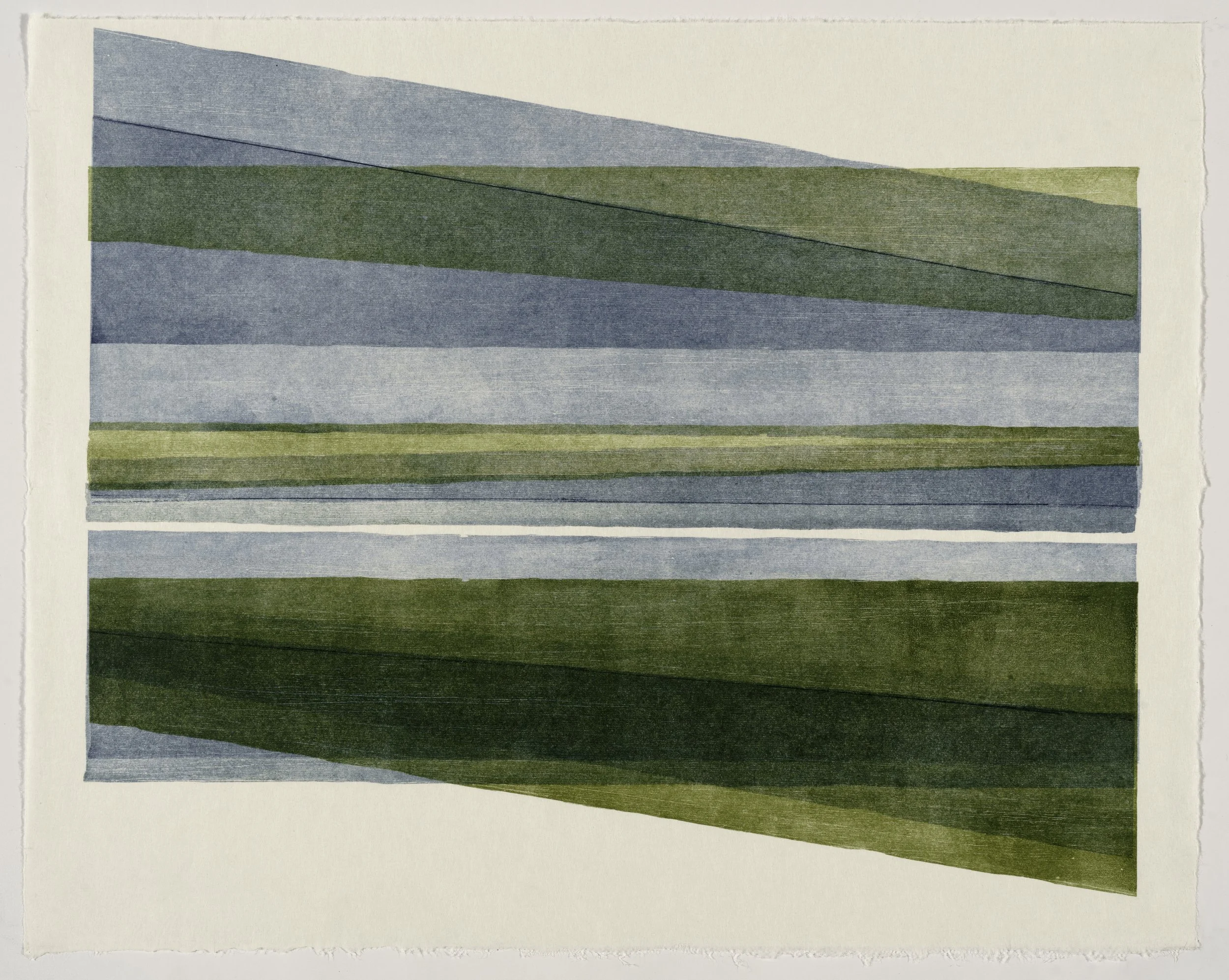   Triangle Shift #8 , 2025  ink on nishinouchi paper, woodcut monoprint 19 × 15 inches