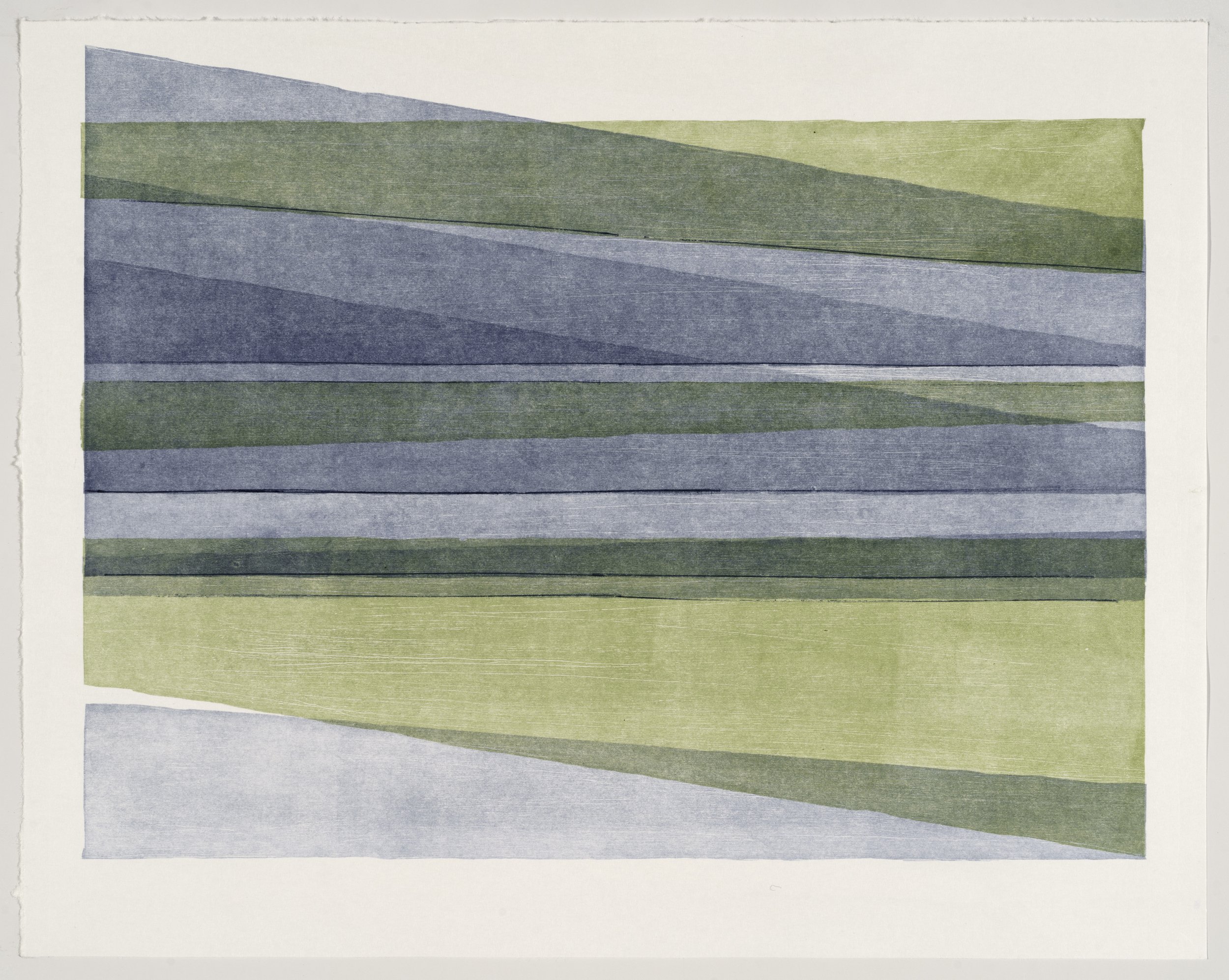   Triangle Shift #1 , 2025  ink on nishinouchi paper, woodcut monoprint 19 × 15 inches 