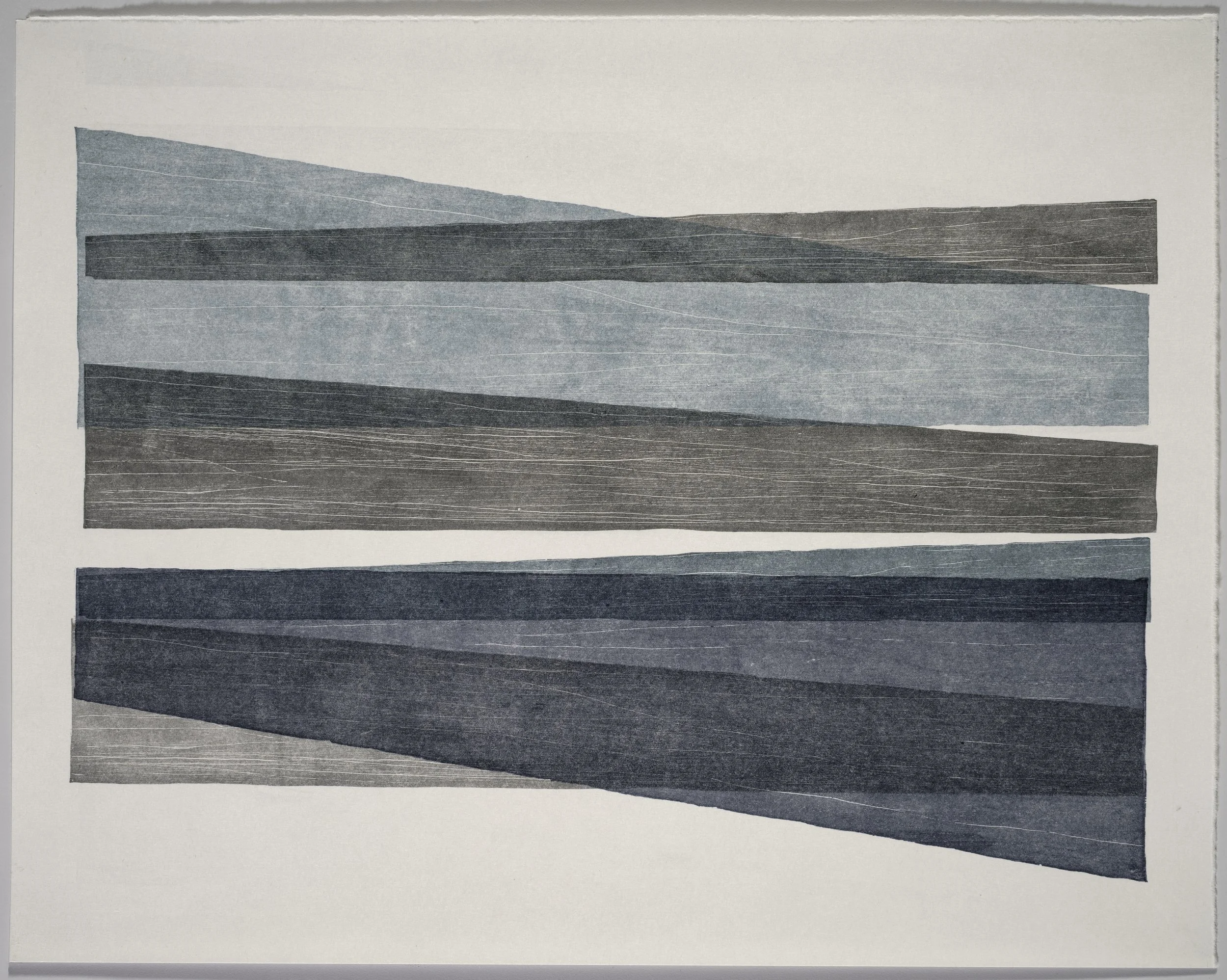  GreyonGrey #3 , 2026  ink on torinoko, woodcut mono print 19×15in