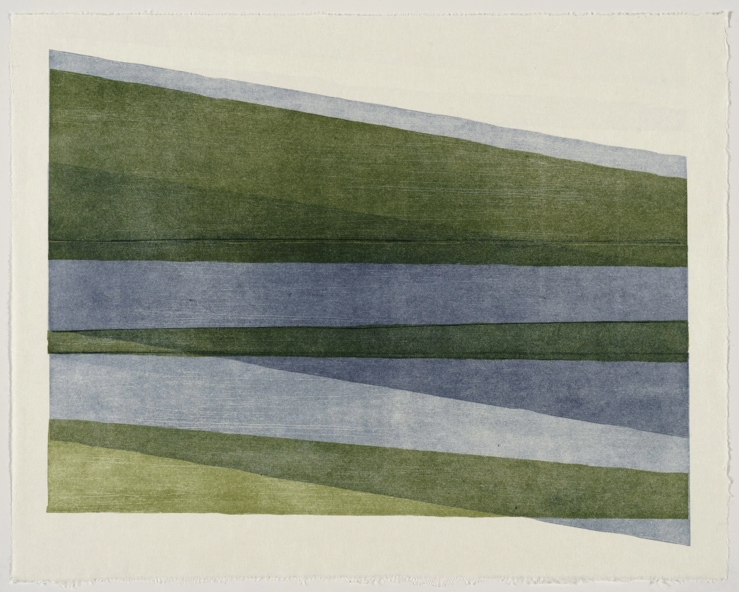   Triangle Shift #10 , 2025  ink on nishinouchi paper, woodcut monoprint 19 × 15 inches 