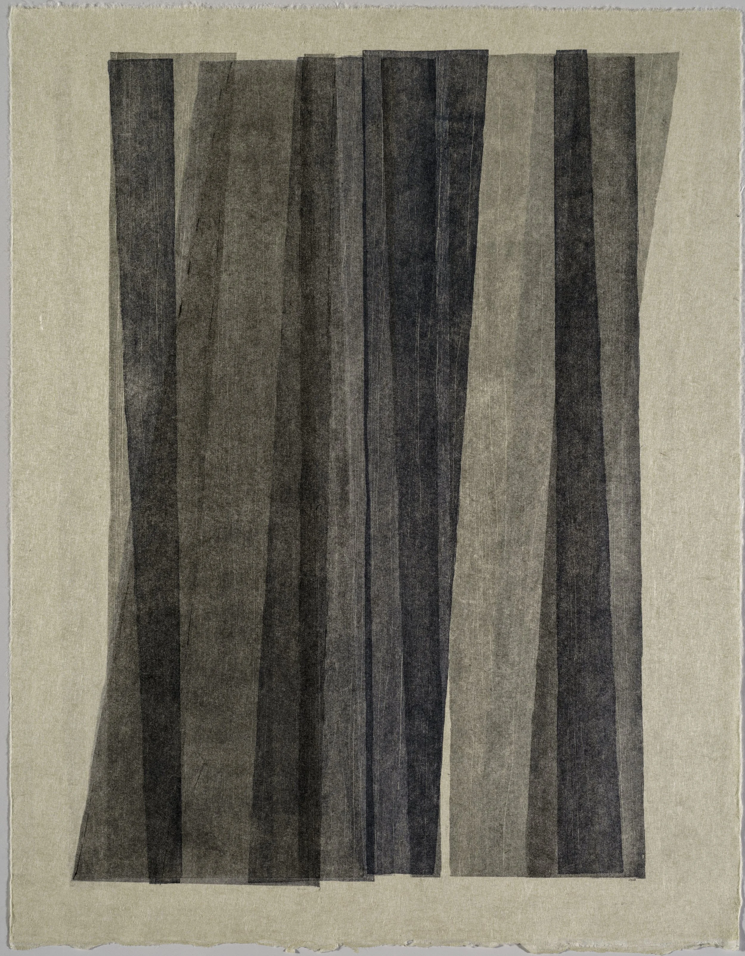   Inner Echo #7 , 2026  ink on nishinouchi, woodcut collage 15×19"