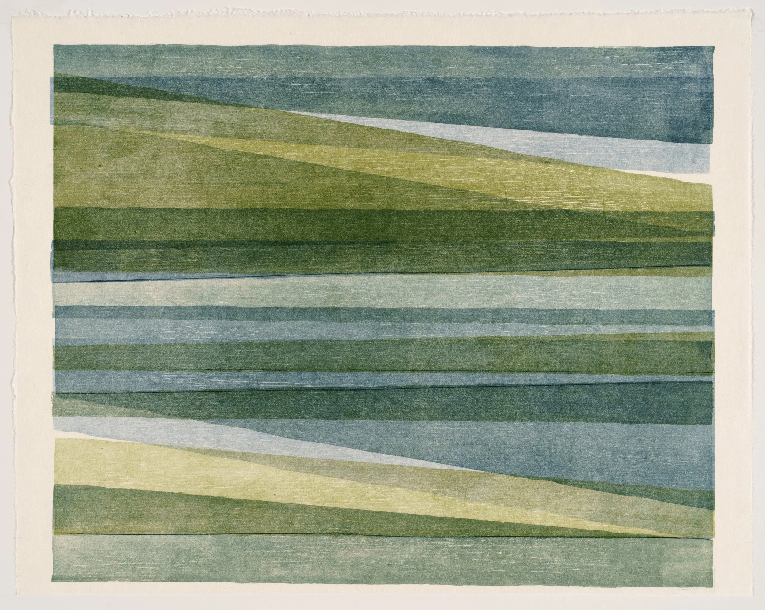   Triangle Shift #7 , 2025  ink on nishinouchi paper, woodcut monoprint 19 × 15 inches 