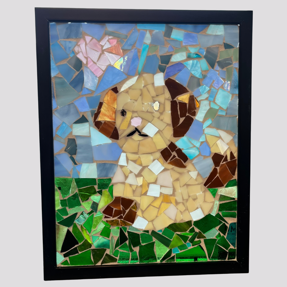 Handcrafted Puppy Mosaic Wall Art