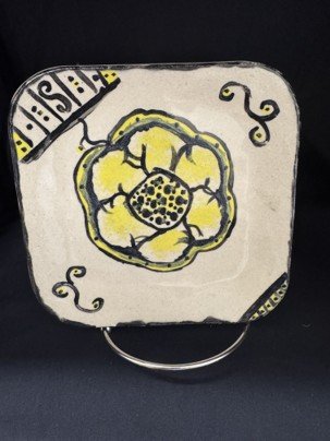 Flower Pottery Plate by Rowena Scales