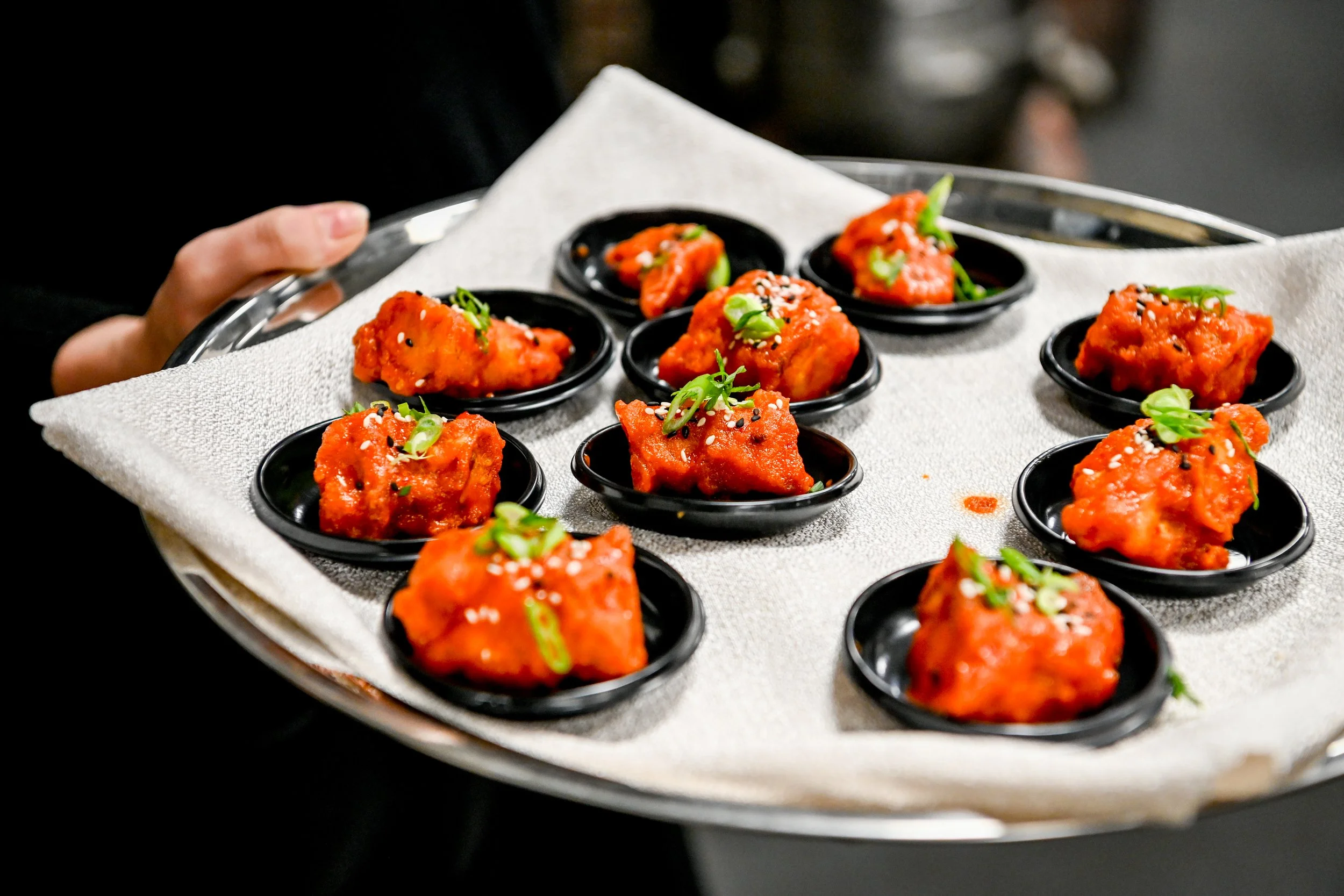 Passed appetizers from Street Portsmouth served during a private event at The 801 event space in Portsmouth, NH