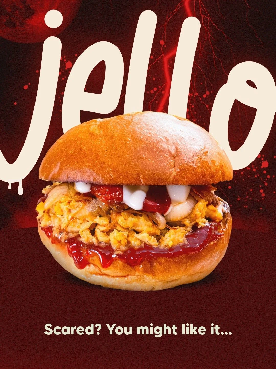 Our Halloween Jam is here!
Vanaf vandaag krijg je een speciale korting op de Jello &mdash;
ons zoetste broodje met ei, gebakken uitjes, aardbeienjam en een vleugje lef. 🍓🥚

Durf jij &lsquo;m aan? 😉
Scared? You might like it&hellip;

----

Our Hall