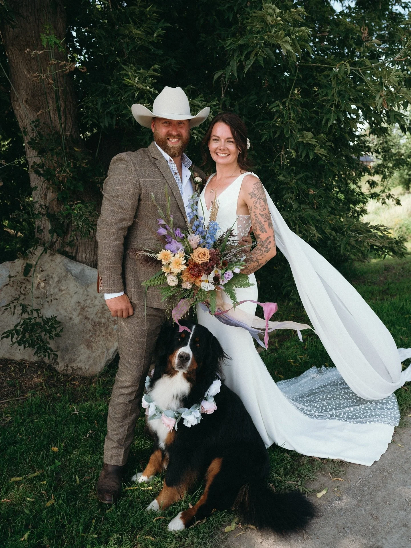 Happy Anniversary, Meg &amp; Ben! ⁣
⁣
Your wedding day is still one of our favourites to look back on&mdash; timeless and full of love. 💕⁣
⁣
We&rsquo;re grateful to have been part of it. 🍂⁣
⁣
You can see more from M&amp;B&rsquo;s country chic celeb