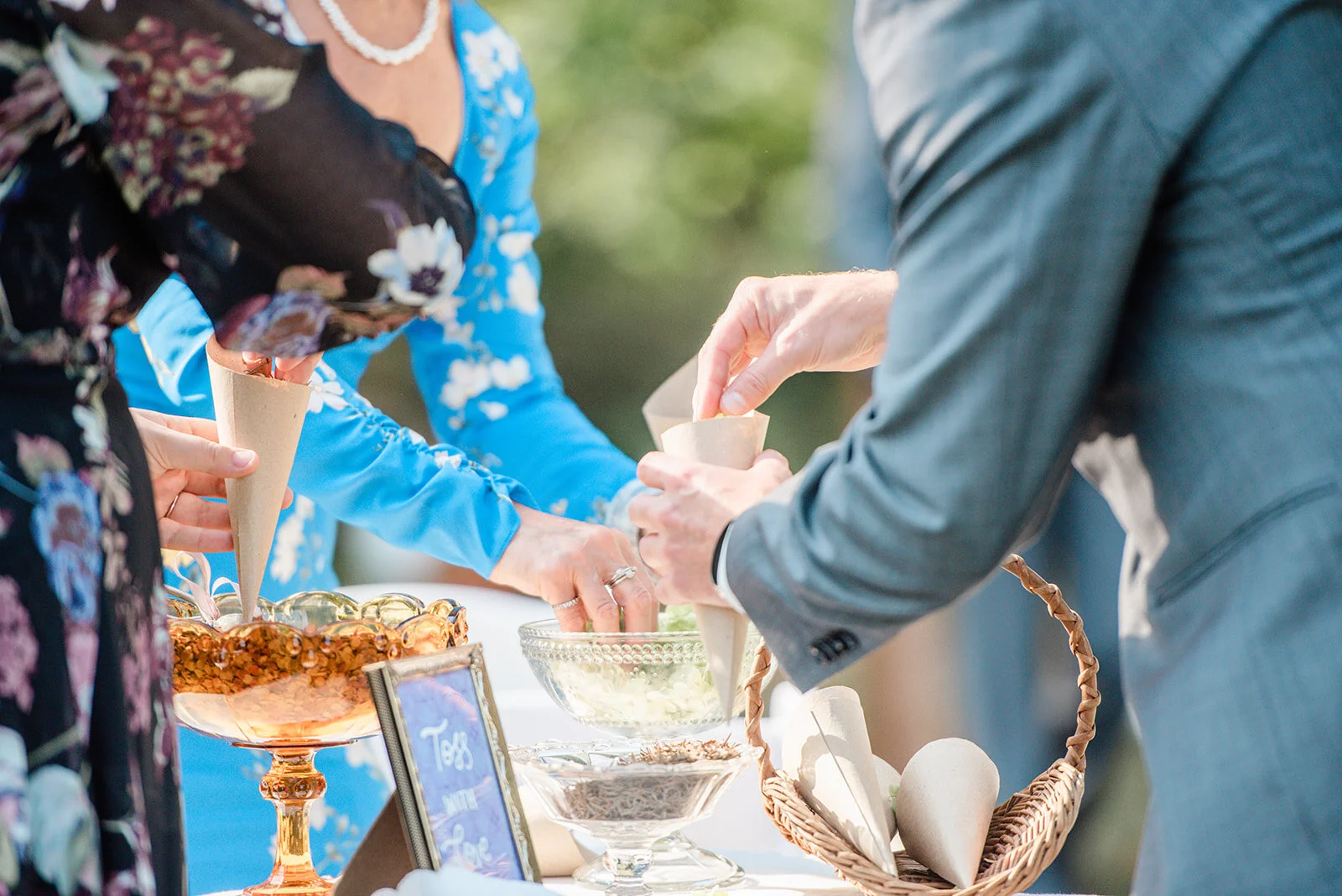 guest filling containers using natural confetti 