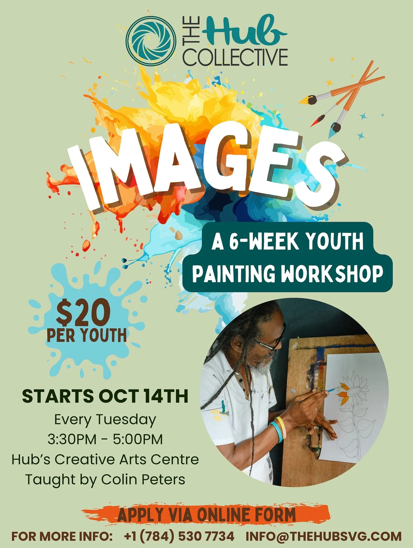 🎨We’re excited to announce ‘Images’: a 6-week youth art workshop taught by The Hub’s Creative Director and talented artist @colinminkahpeters.🖌️
Details:
🗓️Weekly sessions on Tuesday starting on October 14th 
🕞 Sessions a