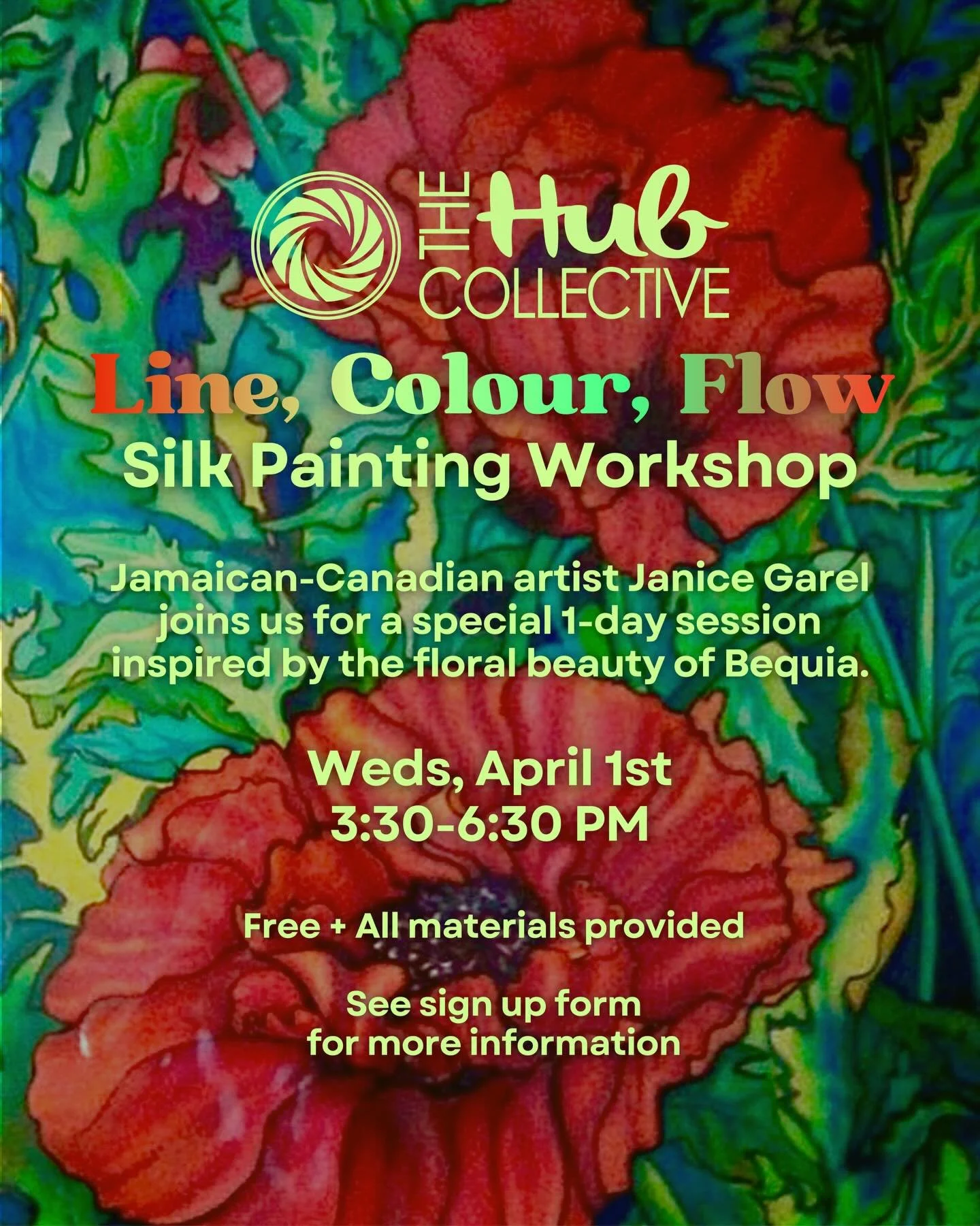 Sign up for colour and creativity in our intensive one-day Silk Painting Workshop! 🎨

We&rsquo;re pleased to welcome Jamaican-Canadian artist Janice Garel for a special silk painting workshop inspired by the floral beauty of Bequia.

In this hands-o