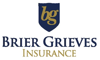 Logo for Brier Grieves Insurance with a shield emblem and the letters 'bg' at the top