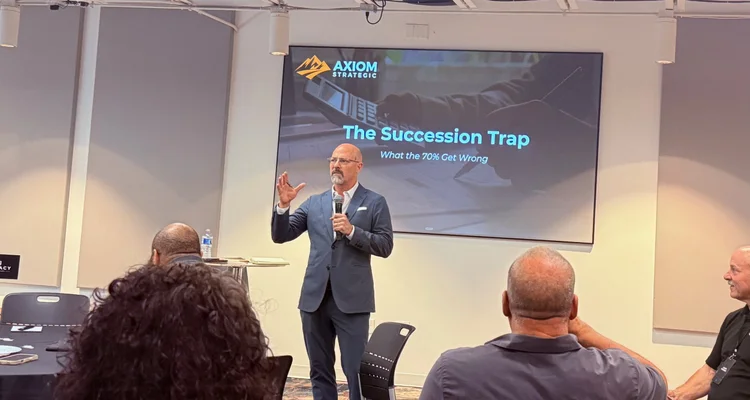 Joey Brannon speaking at the Legacy Business Leaders succession lunch