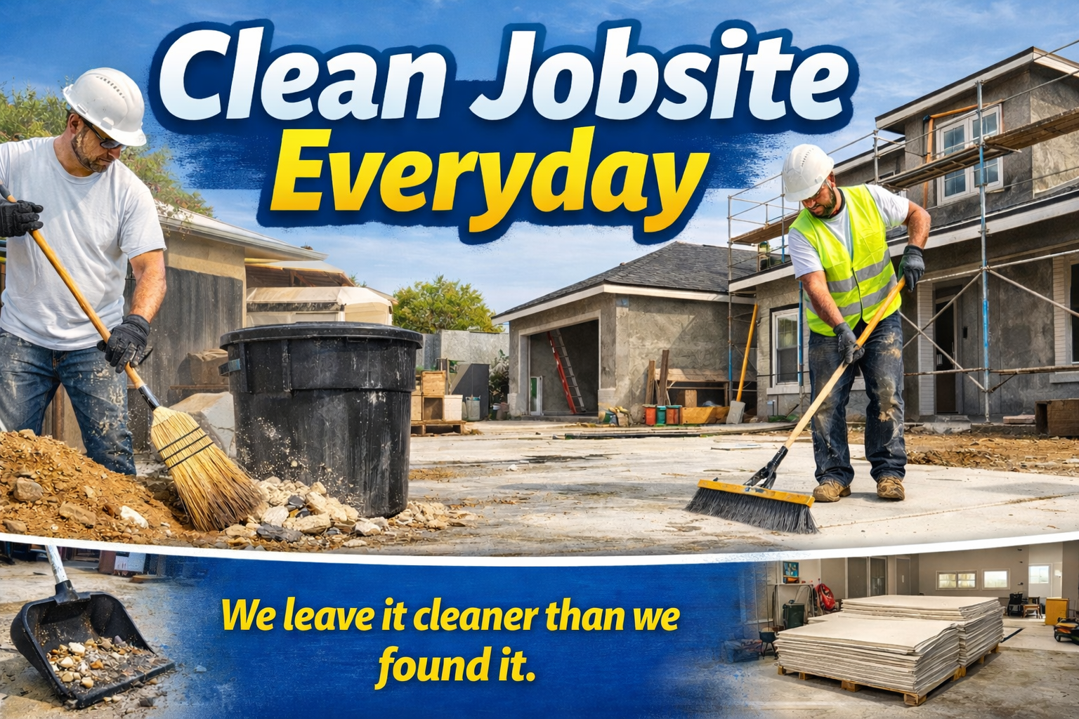 clean jobsite daily - we leave it cleaner than we found it