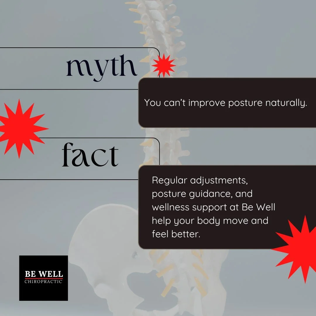 Busting the Posture Myth!

Think you can't improve your posture naturally? Think again! Regular, gentle adjustments and expert posture support at Be Well Chiropractic help your body feel and move better&mdash;no twisting or cracking involved. 🙌✨ #Li